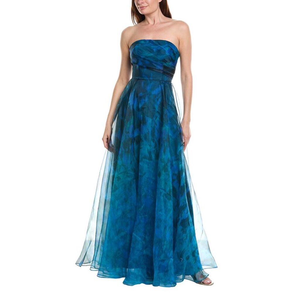 Rene Ruiz Womens  Strapless A-Line Subtle Sweetheart Neckline Gown, Blue